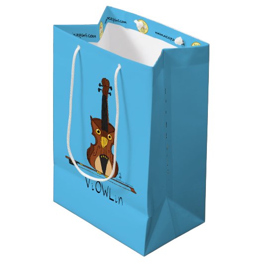 Violin Funny Musician Cartoon Medium Cadeauzakje (Voorkant Gekanteld)