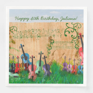 Violin Garden - Optionele Birthday Message Servetten