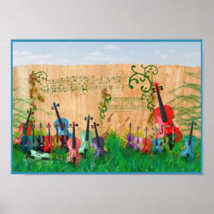 Violin Garden Poster