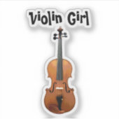 Violin Girl Music Cute Motivatie Sticker (Voorkant)