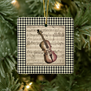  Violin Harlequin-grens Keramisch Ornament