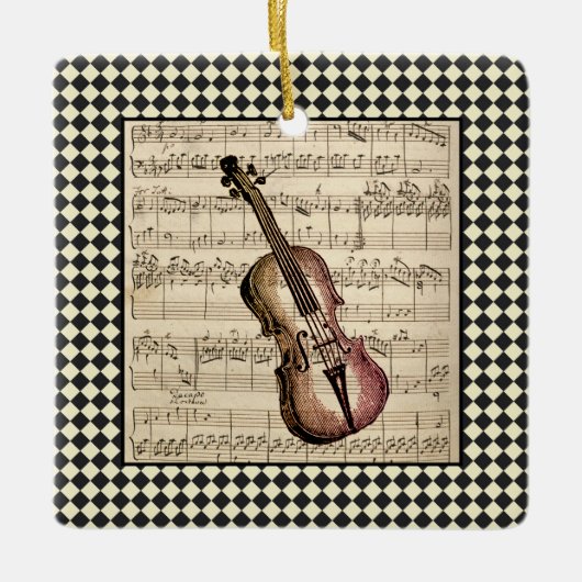  Violin Harlequin-grens Keramisch Ornament (Voorkant)