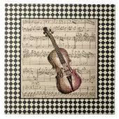  Violin Harlequin-grens Tegeltje (Voorkant)