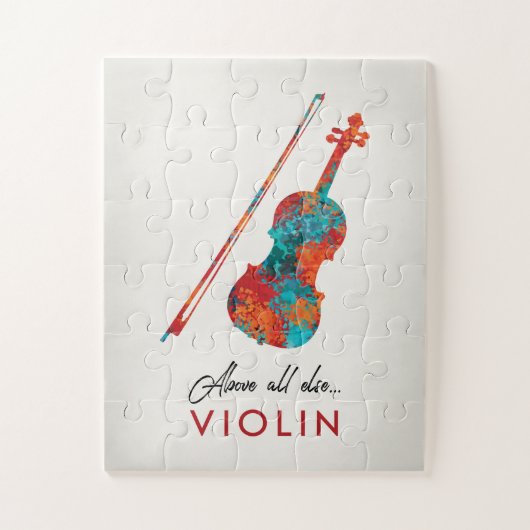 Violin - Helderkleurige muziek Legpuzzel (Verticaal)