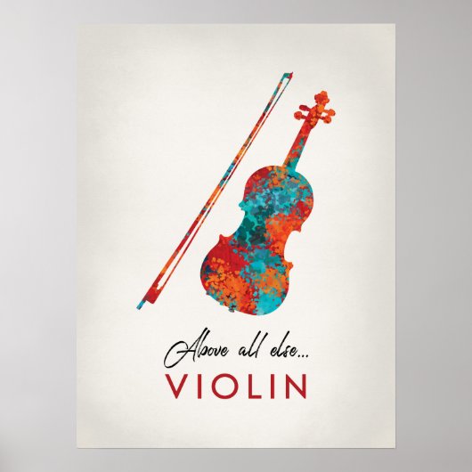 Violin - Helderkleurige muziek Poster (Voorkant)