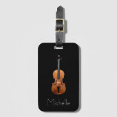 Violin Hoesje Monogram Black Minimalist Bagagelabel (Voorkant (verticaal))