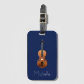 Violin Hoesje Monogram minimalistisch blauw Bagagelabel (Voorkant (verticaal))