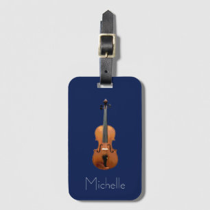 Violin Hoesje Monogram minimalistisch blauw Bagagelabel