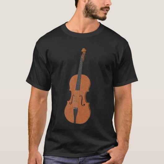 Violin: Hout Violin: 3d modelhoek 5: Muziek T-shirt (Voorkant)