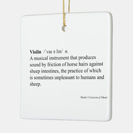 "Violin" Humoureus Dictionary Definition Music Keramisch Ornament (Links)