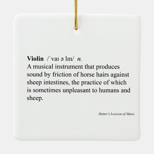 "Violin" Humoureus Dictionary Definition Music Keramisch Ornament (Achterkant)