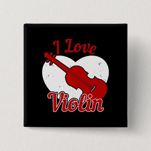 Violin - Ik hou van Violin Vierkante Button 5,1 Cm (Voorkant)