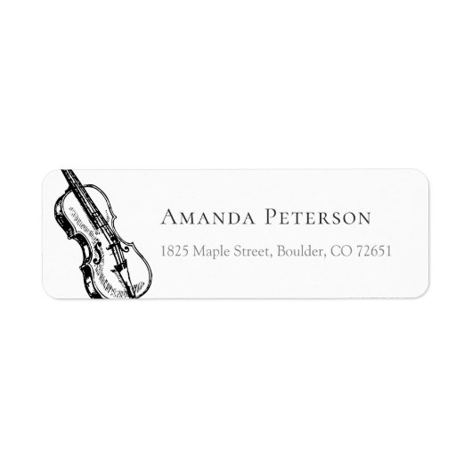 Violin Illustratie Violinist Return Address Etiket (Voorkant)