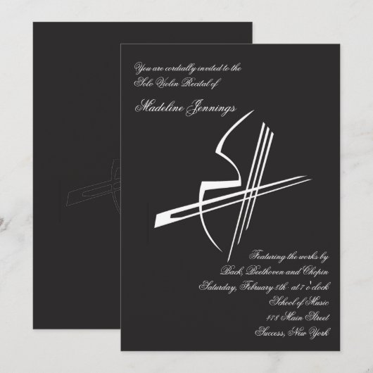 Violin Impressions Overweging - Uitnodiging (Voorkant / Achterkant)