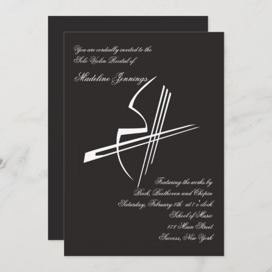 Violin Impressions Overweging - Uitnodiging (Voorkant / Achterkant)