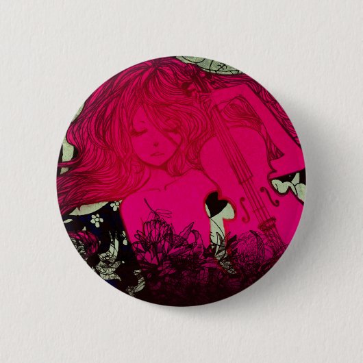 Violin in in Fuchsia Ronde Button 5,7 Cm (Voorkant)