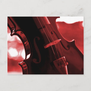 Violin in in rood en zwart briefkaart