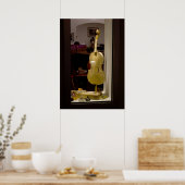 Violin in in winkelvenster poster (Keuken)