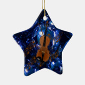 Violin in met kerstblauw Baubles Keramisch Ornament (Rechts)