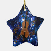 Violin in met kerstblauw Baubles Keramisch Ornament (Links)