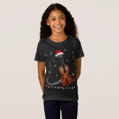 Violin Instrument Santa Hat kerstlampjes T-shirt (Voorkant volledig)
