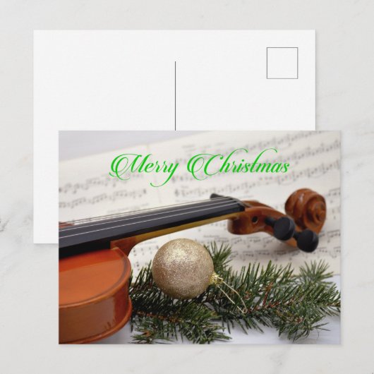 Violin kerstconcert briefkaart (Voorkant / Achterkant)