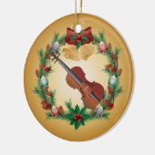 Violin Kerstmis met muziekversiering Keramisch Ornament (Links)