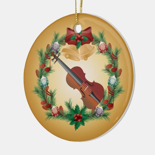 Violin Kerstmis met muziekversiering Keramisch Ornament (Links)