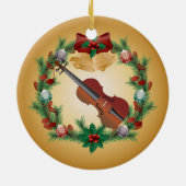 Violin Kerstmis met muziekversiering Keramisch Ornament (Achterkant)