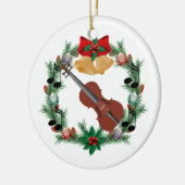 Violin Kerstmis met muziekversiering Keramisch Ornament (Links)