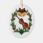 Violin Kerstmis met muziekversiering Keramisch Ornament (Rechts)