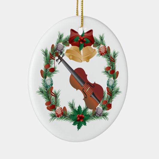 Violin Kerstmis met muziekversiering Keramisch Ornament (Rechts)