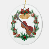 Violin Kerstmis met muziekversiering Keramisch Ornament (Links)