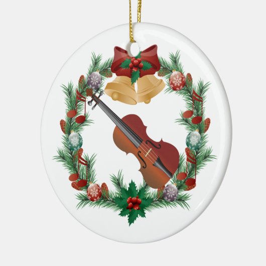 Violin Kerstmis met muziekversiering Keramisch Ornament (Links)