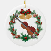 Violin Kerstmis met muziekversiering Keramisch Ornament (Achterkant)