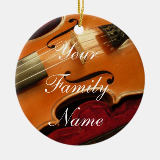 Violin kerstversiering keramisch ornament (Voorkant)