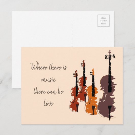 Violin klassiek gelaagd muziekinstrument briefkaart (Voorkant / Achterkant)