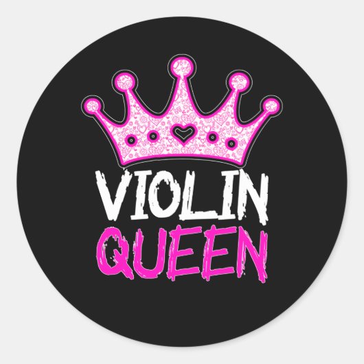 Violin koningin ronde sticker (Voorkant)