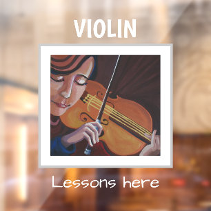 Violin lessen hier raamsticker