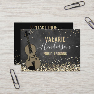 Violin Lessons Gold Glitter Visitekaartje