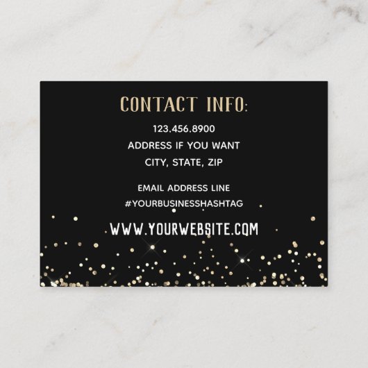 Violin Lessons Gold Glitter Visitekaartje (Achterkant)