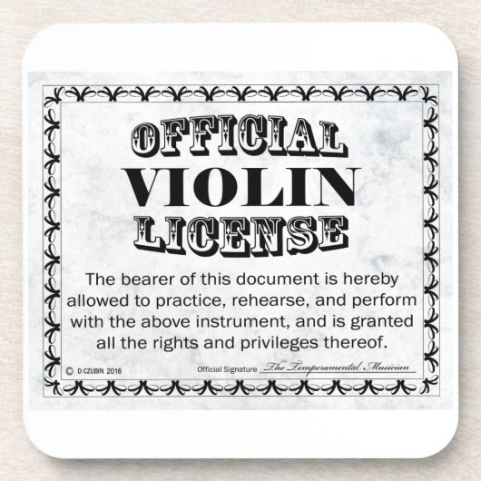 Violin License Onderzetter (Voorkant)