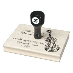 Violin Line Drawing met naam en adres Rubberstempel