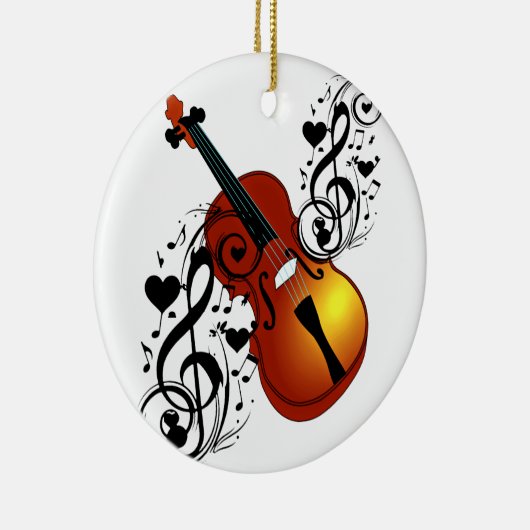 Violin, Lover op Heart_ Keramisch Ornament (Rechts)