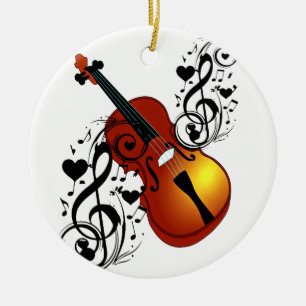 Violin, Lover op Heart_ Keramisch Ornament