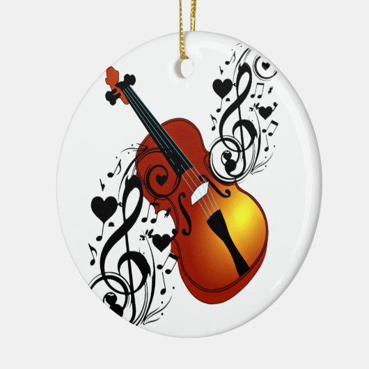 Violin, Lover op Heart_ Keramisch Ornament (Links)