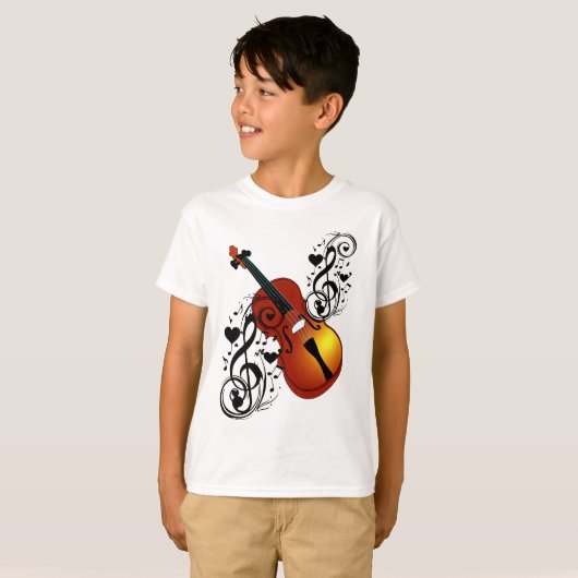 Violin, Lover op Heart_ T-shirt (Voorkant volledig)