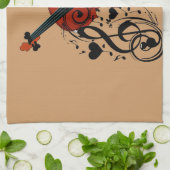Violin, Lover op Heart_ Theedoek (Gevouwen)