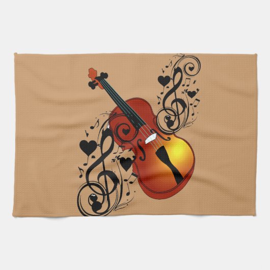 Violin, Lover op Heart_ Theedoek (Horizontaal)