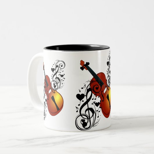 Violin, Lover op Heart_ Tweekleurige Koffiemok (Voorkant links)